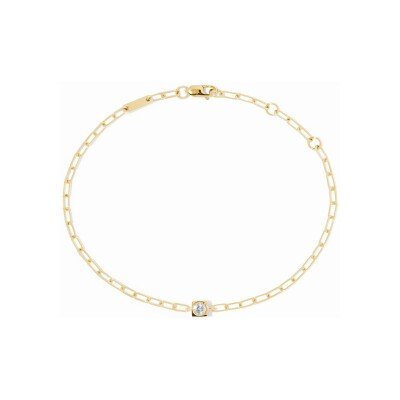 Bracelet sur chaine dinh van Le Cube Diamant en or jaune et diamant 0.07ct, chaîne XS
