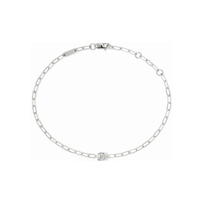 Bracelet sur chaine dinh van Le Cube Diamant en or blanc et diamant 0.07ct, chaîne XS