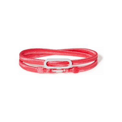 Bracelet sur cordon dinh van Maillon L en or jaune et textile rose