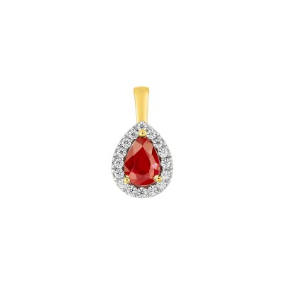 Pendentif en or jaune, rubis et oxyde de zirconium