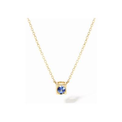 Collier dinh van Le Cube Diamant en or jaune et saphir bleu