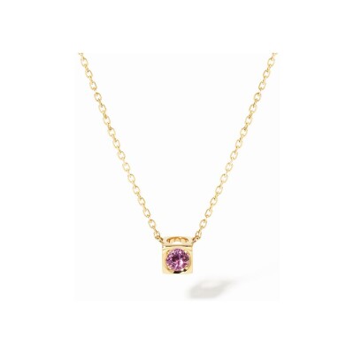 Collier dinh van Le Cube Diamant en or jaune et saphir rose