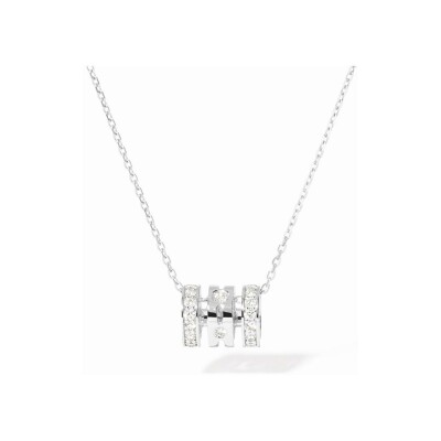 Pendentif dinh van Pulse en or blanc et diamants 0.23ct, petit modèle