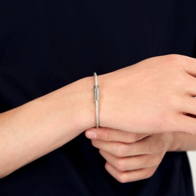 Bracelet le gramme Câble guilloché pyramide en argent poli, 9 grammes