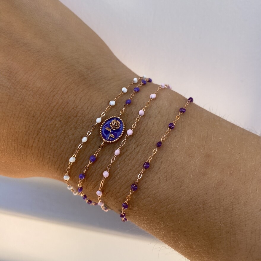 Bracelet Gigi Clozeau Classique en or rose et résine violet, 17cm