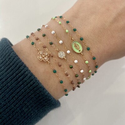 Bracelet Gigi Clozeau Classique en or rose et résine anis, 17cm