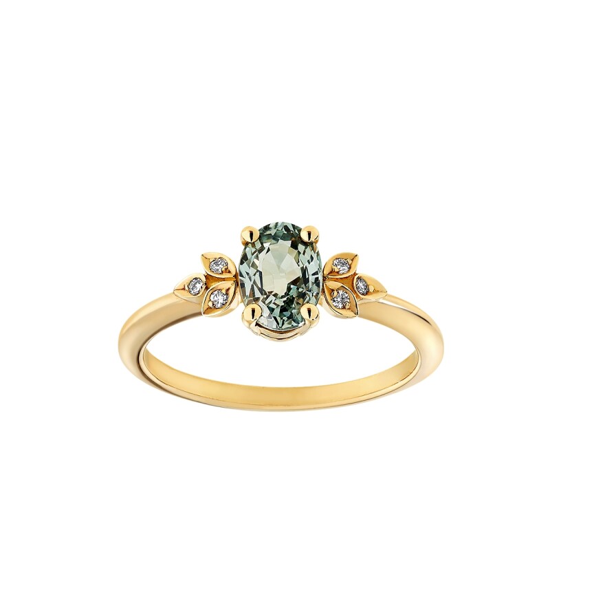 Bague Ovale Saphir vert & Diamants