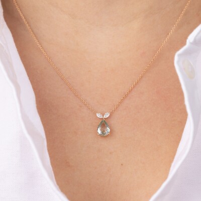 Collier Poire Saphir Vert & Diamants