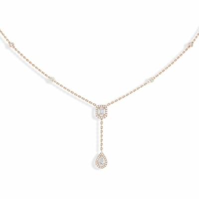 Collier cravate Messika My Twin Cravate en or rose et diamants 2x0.10ct