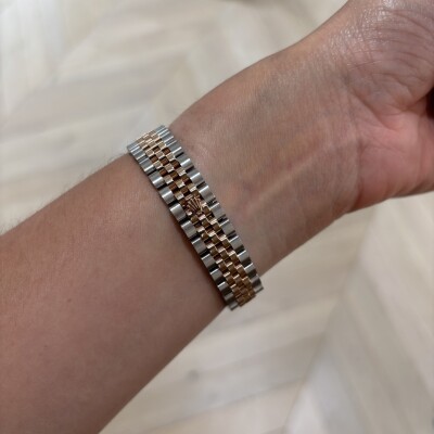 Lady-Datejust 28 mm, acier Oystersteel et or Everose