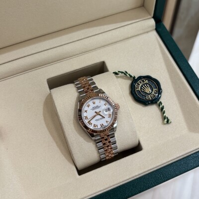 Lady-Datejust 28 mm, acier Oystersteel et or Everose