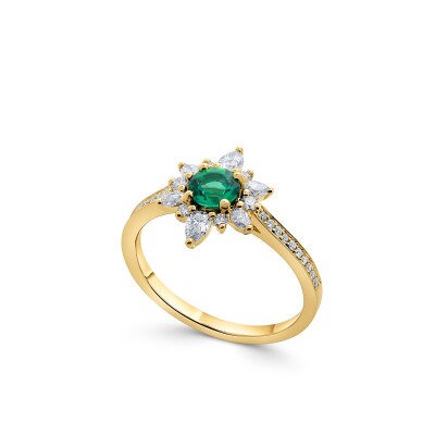 Solitaire Livia Emeraude diamants et or jaune