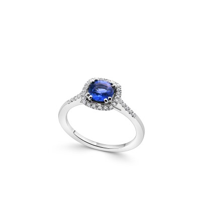 Solitaire accompagné Saphir Ceylan