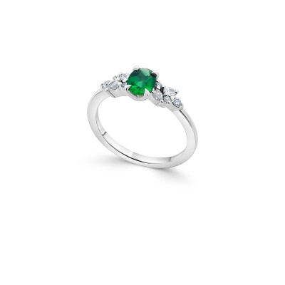 Solitaire Bloom Emeraude & Diamants