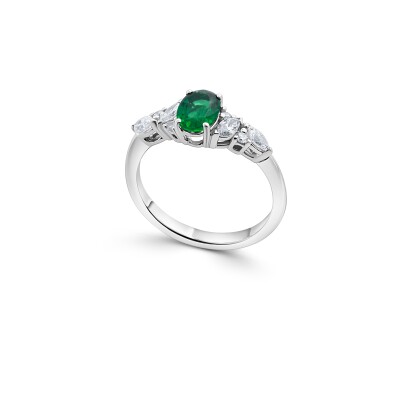Bague Emeraude & Diamants Pétales