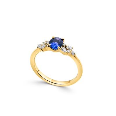 Solitaire Bloom Saphir & Diamants
