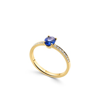 Solitaire Saphir et Diamants