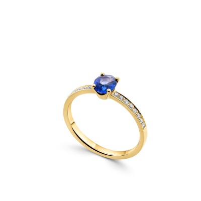 Solitaire Accompagné Saphir et Diamants