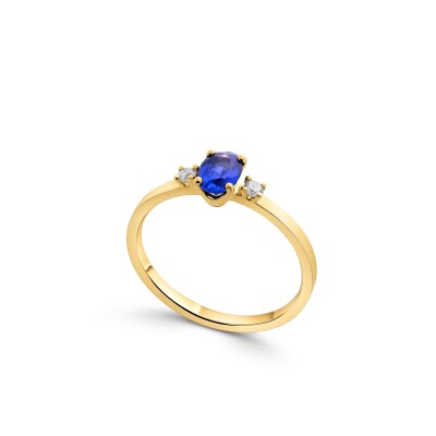 Bague Saphir Ovale & Diamants