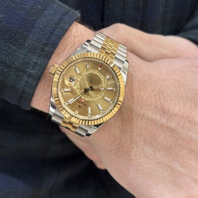 Sky-Dweller Oyster, 42 mm, acier Oystersteel et or jaune