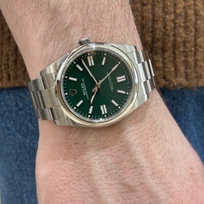 Montre Oyster, 41 mm, acier Vert
