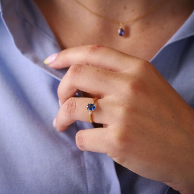 Solitaire Garance Saphir de Ceylan & Diamants