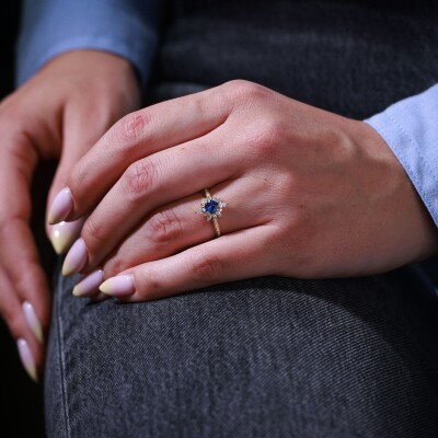 Solitaire Livia Saphir diamants et Or jaune