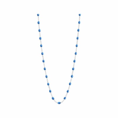 Collier Gigi Clozeau Classique en or blanc et résine bleu fluo, 50cm