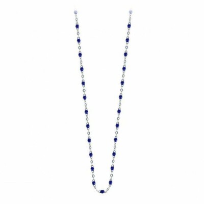 Collier Gigi Clozeau Classique en or blanc et résine bleu de prusse, 42cm