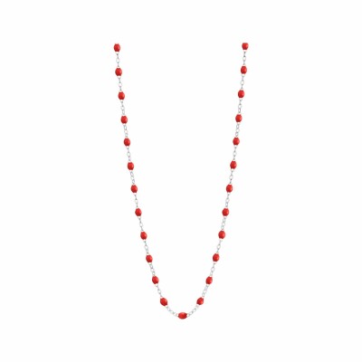 Collier Gigi Clozeau Classique en or blanc et résine coquelicot, 42cm