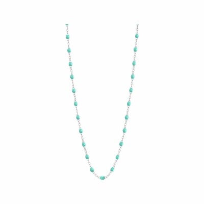 Collier Gigi Clozeau Classique en or blanc et résine vert d'eau, 42cm