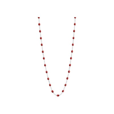 Collier Gigi Clozeau Classique en or blanc et résine bordeaux, 42cm