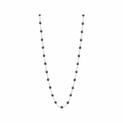 Collier Gigi Clozeau Classique en or blanc et résine bleu nuit, 50cm