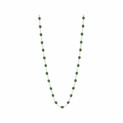 Collier Gigi Clozeau Classique en or blanc et résine scarabée, 42cm