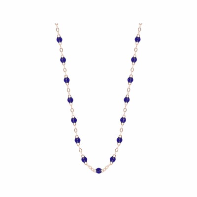 Collier Gigi Clozeau Classique en or rose et résine bleu prusse, 50cm