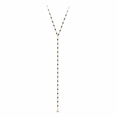 Collier sautoir Gigi Clozeau en or rose, résine noire et diamant