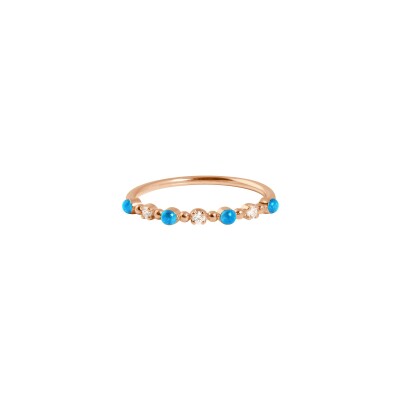 Bague Gigi Clozeau Classique en or rose, résine azur et diamants, taille 54