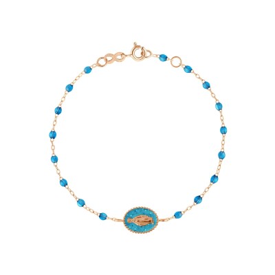 Bracelet Gigi Clozeau Madone en or rose et résine azur, 17cm