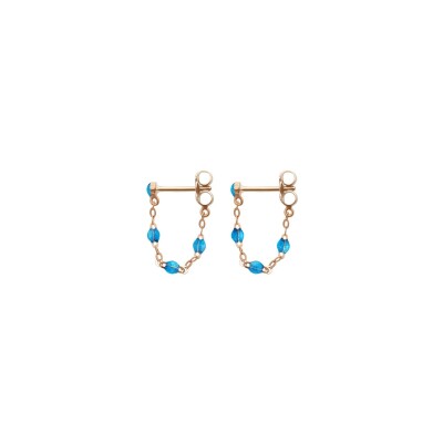 Boucles d'oreilles Gigi Clozeau Classique en or rose et résine azur