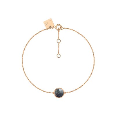 Bracelet Ginette NY MINI EVER DISC en or rose et nacre noire