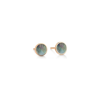 Boucles d'oreilles Ginette NY EVER DISC en or rose et nacre