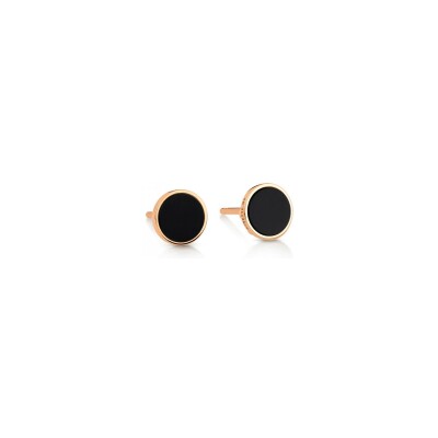 Boucles d'oreilles Ginette NY EVER DISC en or rose et onyx