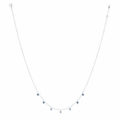 Collier La Brune & La Blonde CONFETTI Bleu en or blanc et saphirs bleus de 0.90ct
