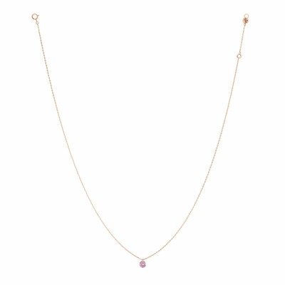 Collier La Brune & La Blonde CONFETTI en or rose et saphir rose de 0.30ct
