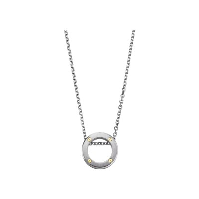 Collier Herbelin Newport Duo en acier brossé et vis en or jaune