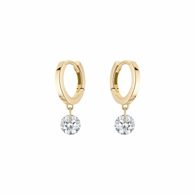 Boucles d'oreilles créoles La Brune & La Blonde 360° en or jaune et diamants de 0.14ct