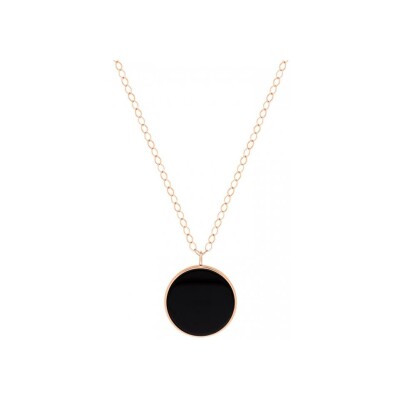 Collier Ginette NY JUMBO EVER DISC en or rose et onyx