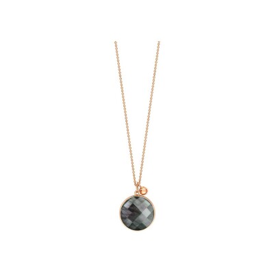 Collier Ginette NY EVER DISC en or rose et nacre noire