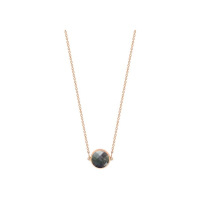 Collier Ginette NY MINI EVER DISC en or rose et nacre noire