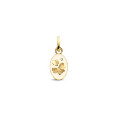 Pendentif Arthus Bertrand Ma Mini Médaille Trèfle en or jaune et diamant, 10mm